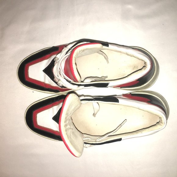 Black Red White Leather Luxe Sneaker Shoes Sz 42 - Picture 8 of 8